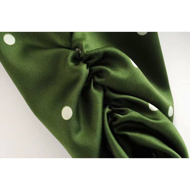 Sexy Green Color Polka Dot Print Women Cropped Shirt Batwing Sleeve V-Neck Lacing Up Bow Tide Cardigan Blouse Femme Blusas 210429