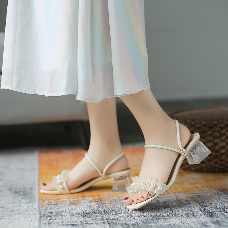 Sandals 2021 For Women Summer Flower Square Heel Transparent With Pearls Female Shoes Elegant Shallow Ladies, White
Sandals 2021 For Women Summer Flower Square Heel Transparent With Pearls Female Shoes Elegant Shallow Ladies, White