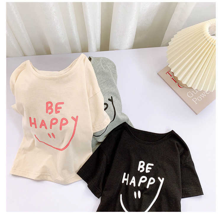 Summer Boys cartoon short sleeve cotton T shirts children 3 colors thin casual Tees 1-6 years all-match Tops 210615