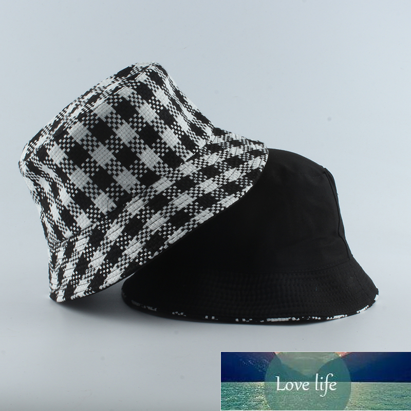 New Brand Black White Plaid Check Bucket Hats Fishing Caps Women Mens Reversible Fisherman Hat Factory price expert design Quality Latest Style Origin