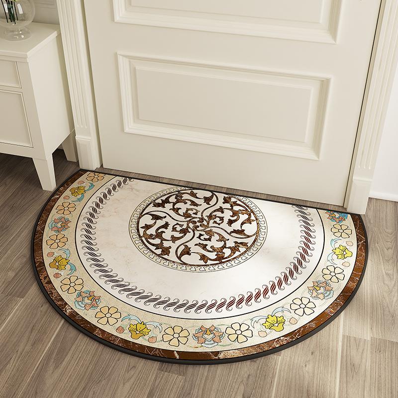 Entrance Doormat European Style Non-Slip Door Floor Mat For Indoor Half Round Home Welcome Bathroom Carpet Kitchen Area Rugs Carpets