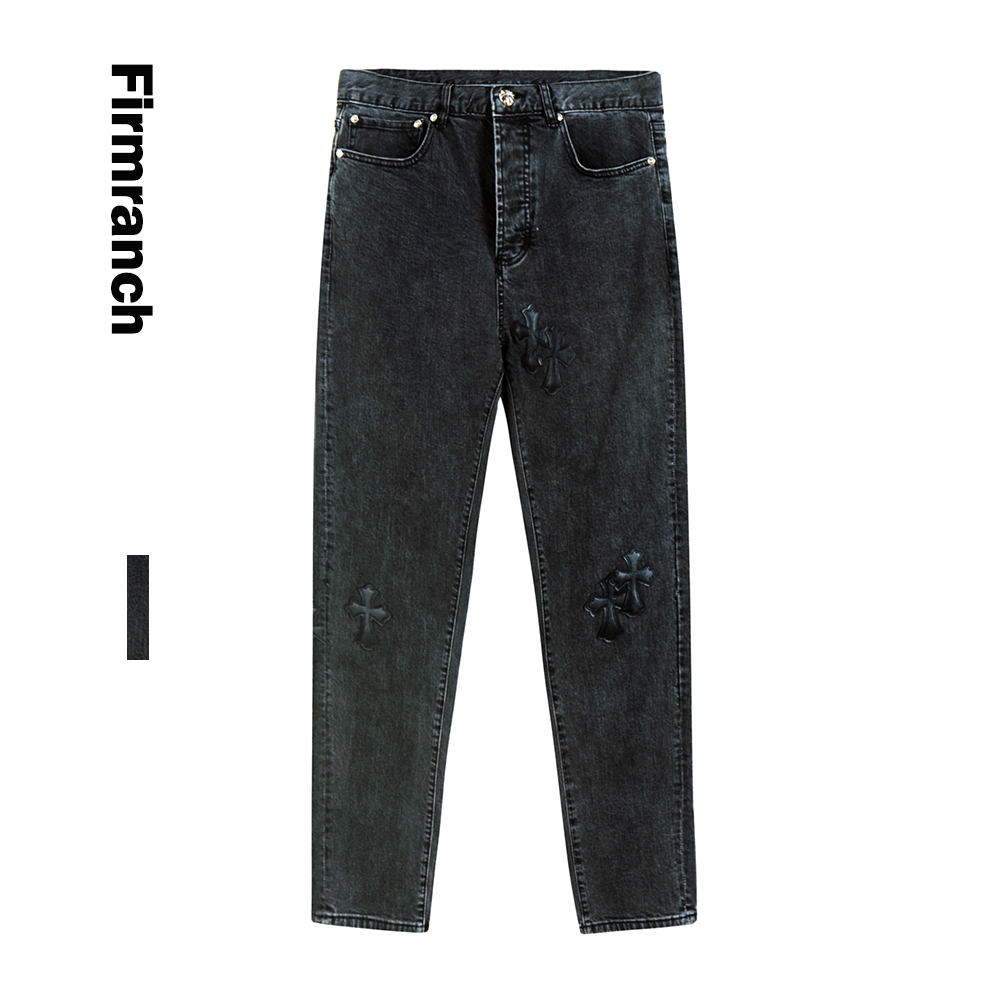 Firmranch Leather Black Cross Jeans For Men/Women High Street Chrome Heart Stacked Denim Moto, Blue
Firmranch Leather Black Cross Jeans For Men/Women High Street Chrome Heart Stacked Denim Moto, Blue