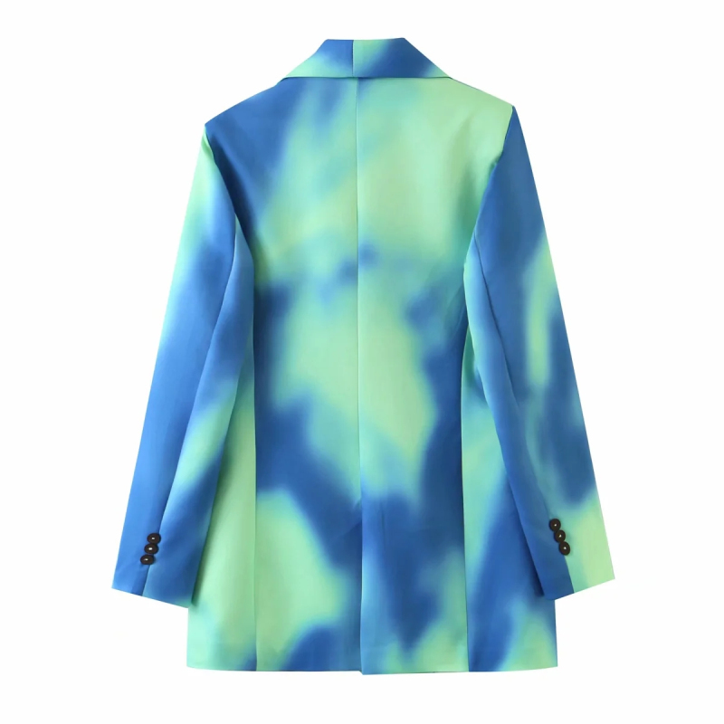 vintage women tie dye long blazer jackets fashion ladies elegant colorful jacket suits casual female chic suit girls 210430