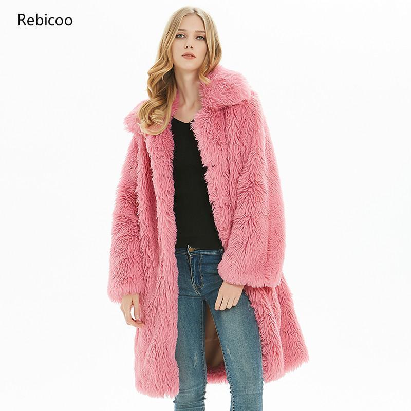 Women's Fur & Faux Colorful Winter Warm Long Coat Lapel Loose Fluffy Fake Jacket Korean Vintage Pink Black Plush Coats
Women's Fur & Faux Colorful Winter Warm Long Coat Lapel Loose Fluffy Fake Jacket Korean Vintage Pink Black Plush Coats