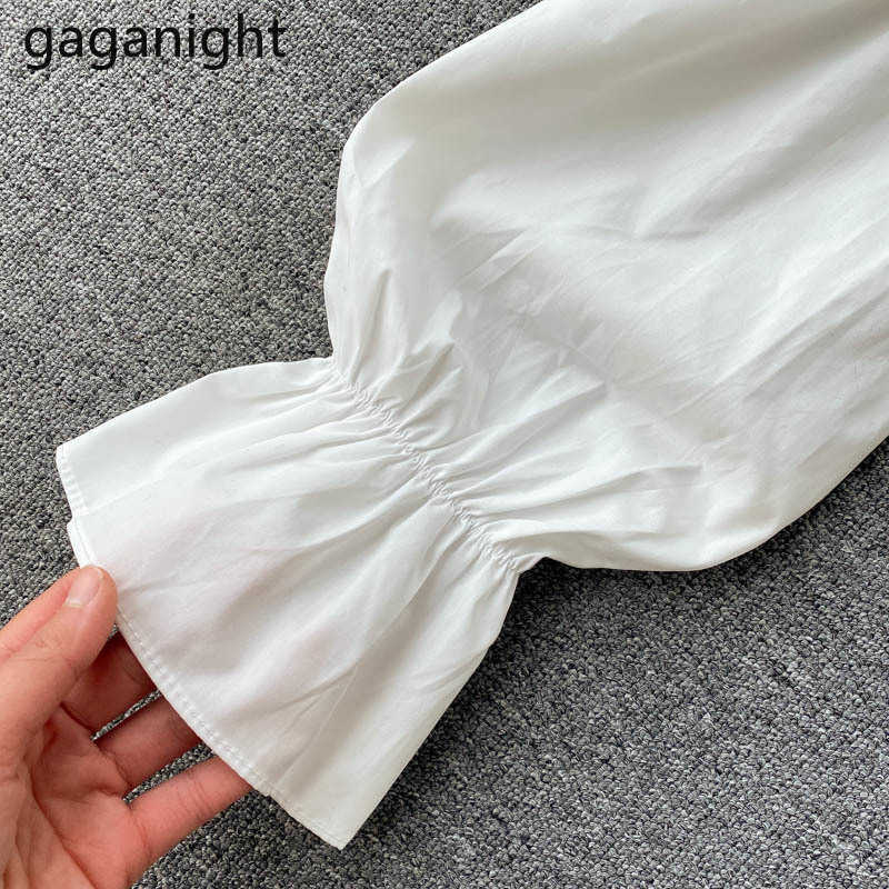 Fashion Slim Women Shirts Big Bows Single Breasred Back Zippers Lady White Turn-down Collar Lantern Sleeve Blouse 210601
