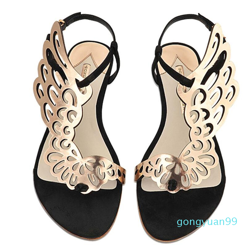 crystal butterfly flat sandals women flip flops angel wings thong flat casual shoes women summer heels dress sandals