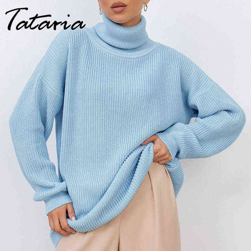 Oversize Turtleneck Autumn Winter Long Sweaters for Women Fashion Black Classic Pull Vintage Femme Knit Top Woman Jumper 211109