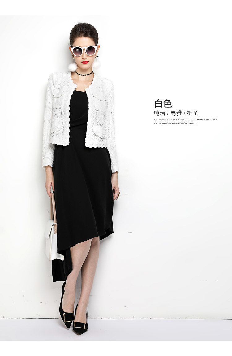 New spring Womens fashion long sleeve o-neck lace short jacket coat plus size MLXLXXL3XL4XL