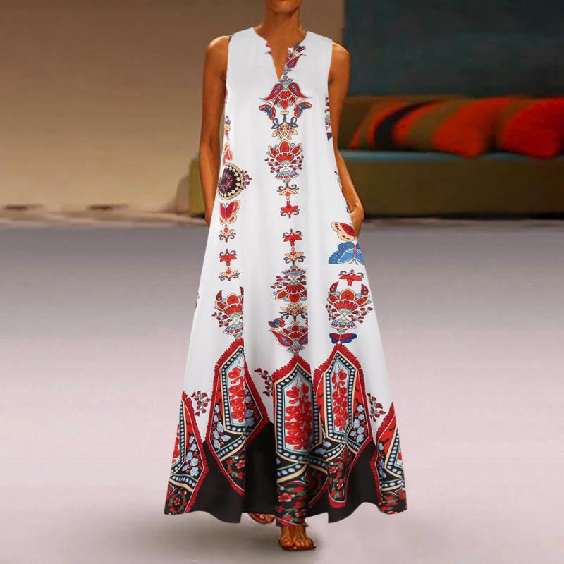 Casual Dresses Vintage Women Summer Dress Plus Size Print Daily Retro Sleeveless Bohemian V Neck Beach Maxi Robe Femme, Blue
Casual Dresses Vintage Women Summer Dress Plus Size Print Daily Retro Sleeveless Bohemian V Neck Beach Maxi Robe Femme, Blue