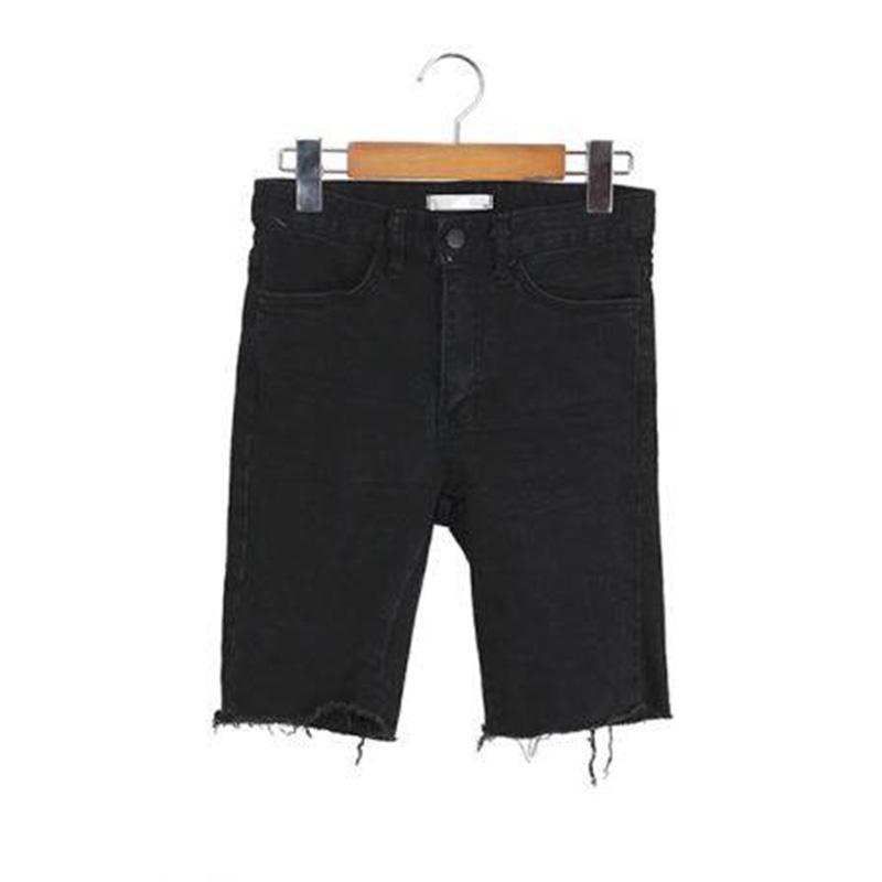 Knee Length Denim Shorts Women Push Up Elastic High Waist Biker Jean Summer 2021 White Streetwear Women's