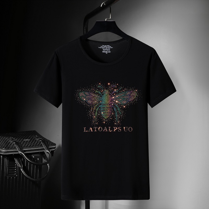 fashion t shirt 2021 european short sleeve men's summer brand diamond bee slim half large men, White;black
fashion t shirt 2021 european short sleeve men's summer brand diamond bee slim half large men, White;black