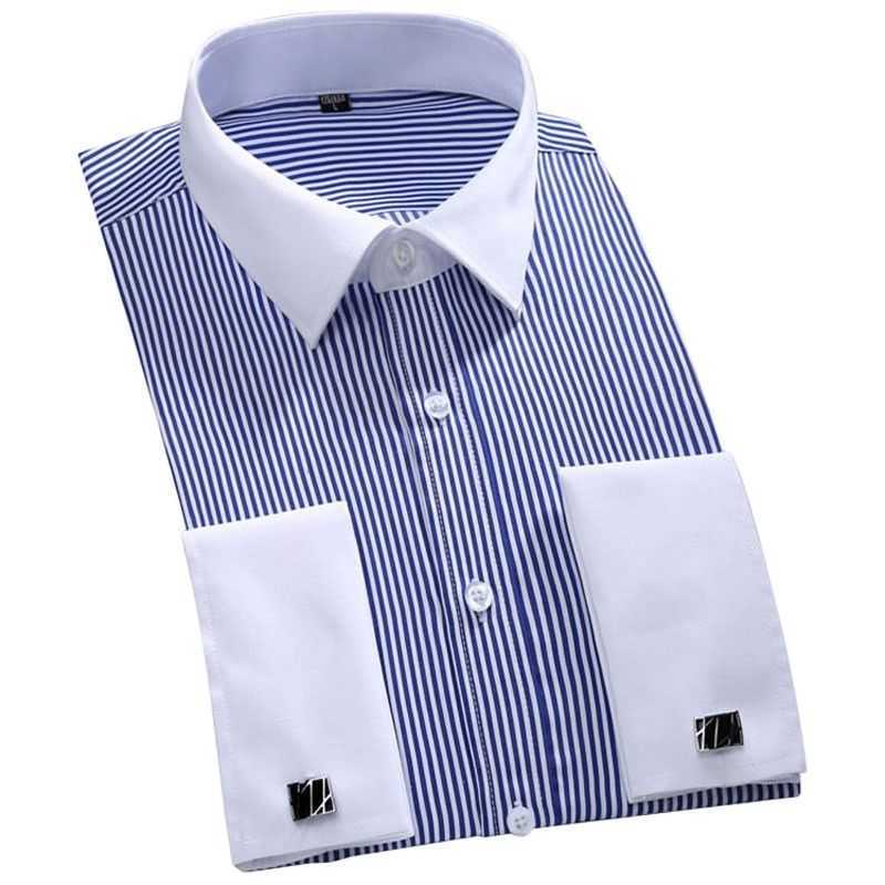 France Cufflinks Mens social shirts long sleeve tuxedo Classic Contrast collar Striped Solid shirt for men Business M~6XL 210708, Yshfs15
France Cufflinks Mens social shirts long sleeve tuxedo Classic Contrast collar Striped Solid shirt for men Business M~6XL 210708, Yshfs15