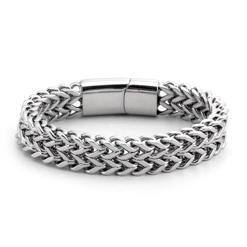 charm bracelets fashion magnet clasp titanium steel double-layer bracelet personality jewelry accessories, Golden;silver
charm bracelets fashion magnet clasp titanium steel double-layer bracelet personality jewelry accessories, Golden;silver