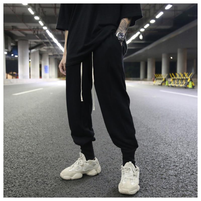 Dark Wind European And American High Street Loose Terry Cloth Ribbed Drawstring Pants Trendy All-match Casual Cotton Men's