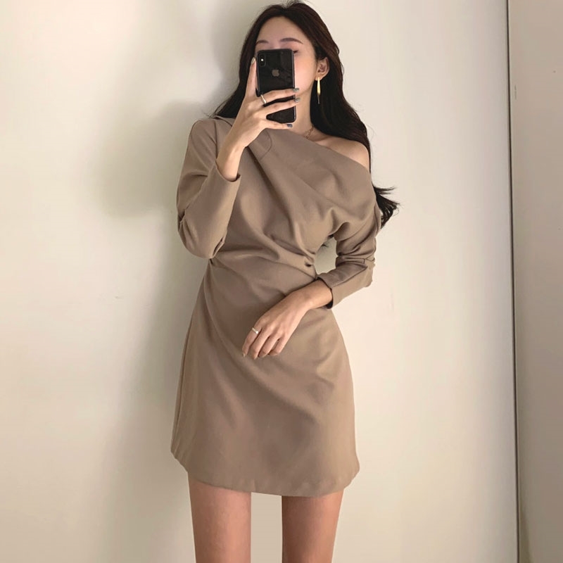 Korean Style Women Dress Solid Color Cotton Fashion Ladies Long Sleeve Summer and Spring Clothing 210615Z
