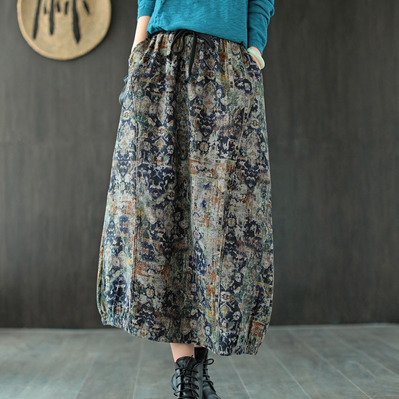 Johnature Fashion Retro Print Elastic Waist Half Skirt Autumn Winter Loose All-match Pockets Women Leisure Skirt 210521, Gray
Johnature Fashion Retro Print Elastic Waist Half Skirt Autumn Winter Loose All-match Pockets Women Leisure Skirt 210521, Gray