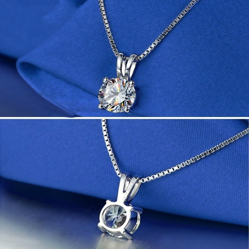 Handmade 2ct Lab Diamond Pendant Real 925 Sterling Silver Party Wedding Pendants Choker Chain Necklace For Women Fine Jewelry