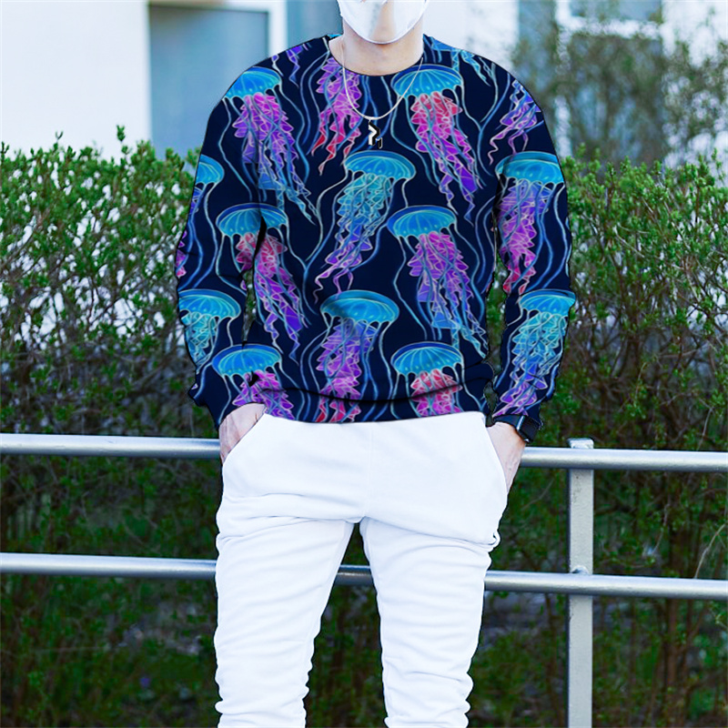 Men's European and Jellyfish Printed 3D T-shirt Visual Impact Party Top Streetwear Round Neck High Quality Long Sleeve Designer XL Prin, White;black
Men's European and Jellyfish Printed 3D T-shirt Visual Impact Party Top Streetwear Round Neck High Quality Long Sleeve Designer XL Prin, White;black