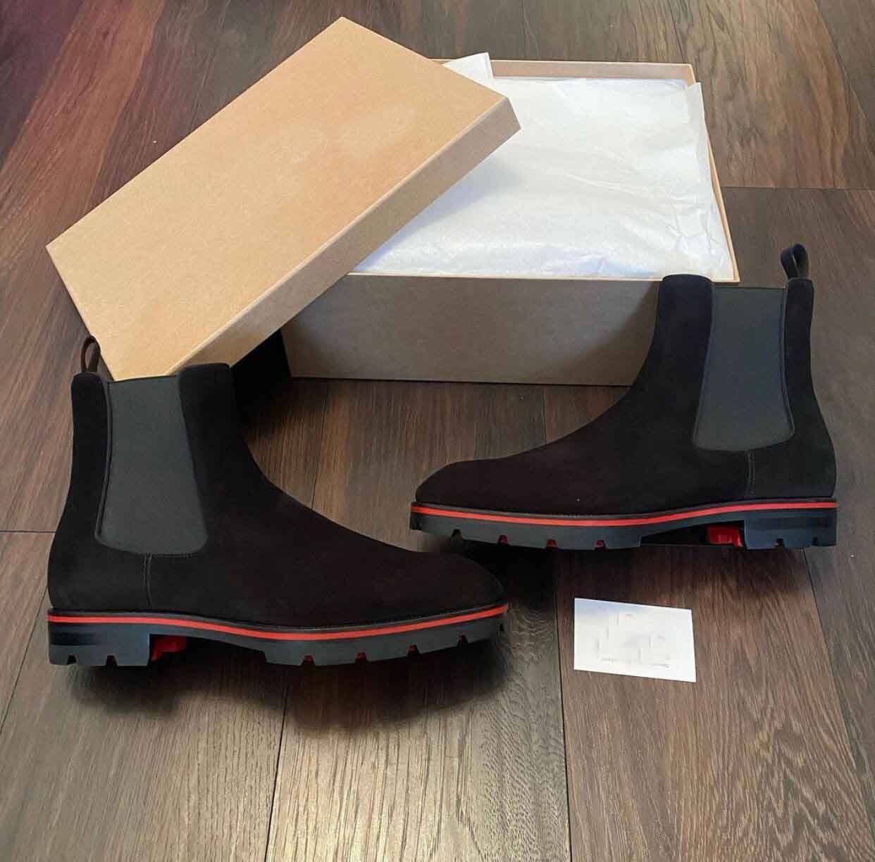Winter Cool Men Ankle Boots Elegant Red Bottom Alpinono Flat Motorcycle Booties Black,Brown Suede Rubber Lug Sole Mens Fashion Martin Booty EU38-47
Winter Cool Men Ankle Boots Elegant Red Bottom Alpinono Flat Motorcycle Booties Black,Brown Suede Rubber Lug Sole Mens Fashion Martin Booty EU38-47