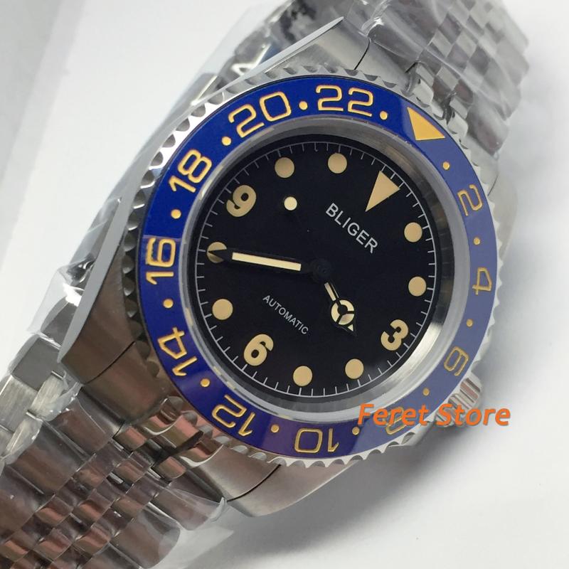 Wristwatches 40mm Top Mens Watch Sapphire Glass Blue Ceramic Bezel Luminous Stainless Steel Automatic, Bliger style
Wristwatches 40mm Top Mens Watch Sapphire Glass Blue Ceramic Bezel Luminous Stainless Steel Automatic, Bliger style