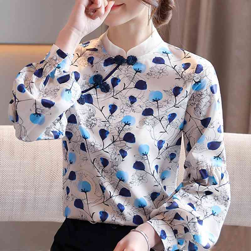 Blouse Women Long Sleeve Shirt Vintage Blue Print Chiffon Shirts Tops Blusas D417 210602
Blouse Women Long Sleeve Shirt Vintage Blue Print Chiffon Shirts Tops Blusas D417 210602