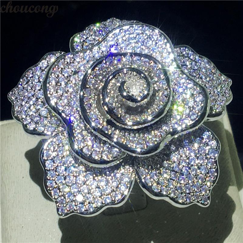 Wedding Rings Choucong Big Flower Promise Ring Silver Color Micro Pave Cz Engagement Band For Women Bridal Jewelry
Wedding Rings Choucong Big Flower Promise Ring Silver Color Micro Pave Cz Engagement Band For Women Bridal Jewelry
