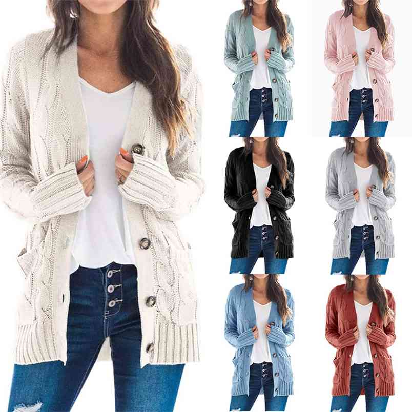 Autumn and Winter Female V-Neck Single Breasted Casual Cardigan Lady Button Pockets Grey Long Womens Loose Slim Sweater 210604, White
Autumn and Winter Female V-Neck Single Breasted Casual Cardigan Lady Button Pockets Grey Long Womens Loose Slim Sweater 210604, White