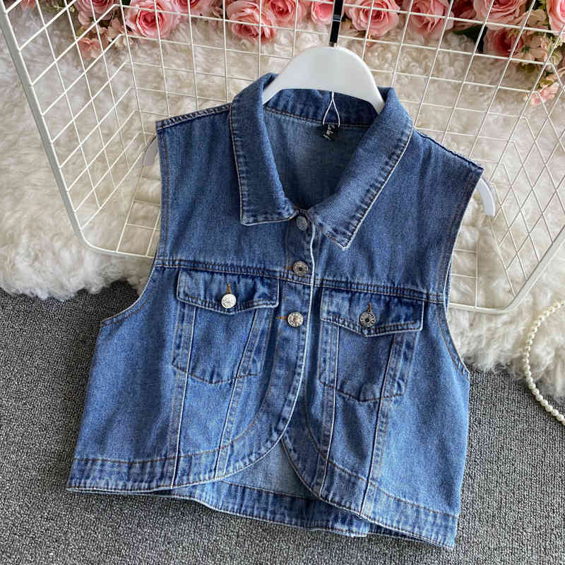 Nomikuma Spring Korean Women Sets Causal Demin Vest + Medium-long Solid Long Sleeve Blouse Shirt Outfits 6F523 210427