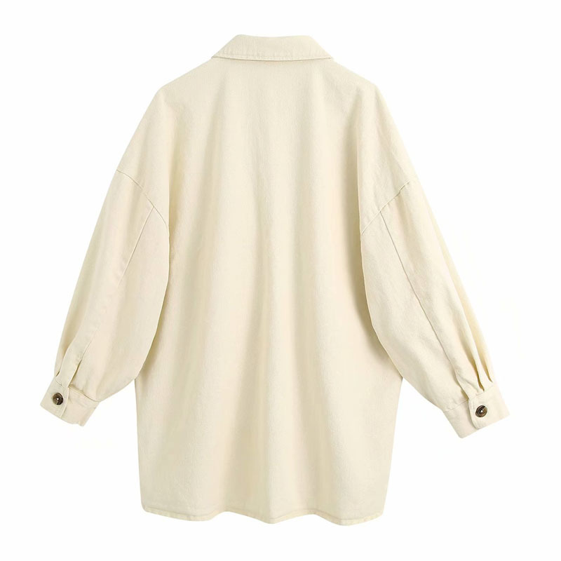 Tooling Style Lapel Long Sleeve Shirt Long Chic Women's Jacket Simple Solid Color Single-breasted Split Female Coat Tops 210507