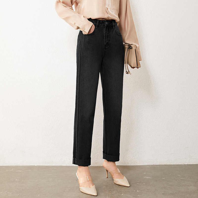 Minimalism Winter Fashion Women's Jeans Causal High Waist Patchwork Straight Female Pants Cotton Women Trousers 12040843 210527
