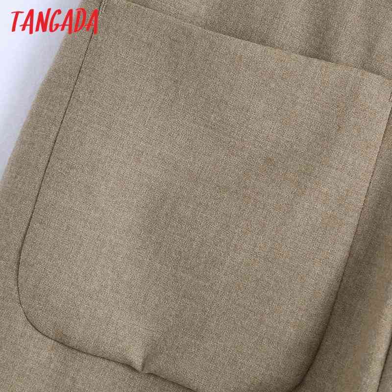 Women Khaki Suit Pants Vintage High Waist Zipper Fly Female Causal Trousers Mujer BE387 210416