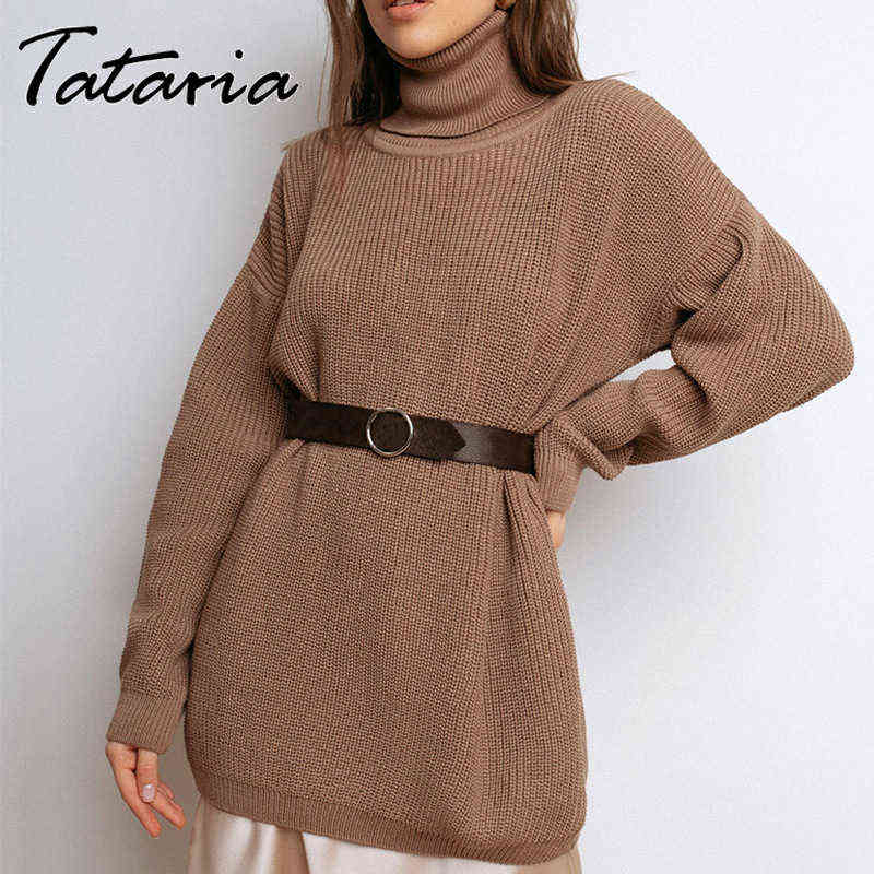 Oversize Turtleneck Autumn Winter Long Sweaters for Women Fashion Black Classic Pull Vintage Femme Knit Top Woman Jumper 211109