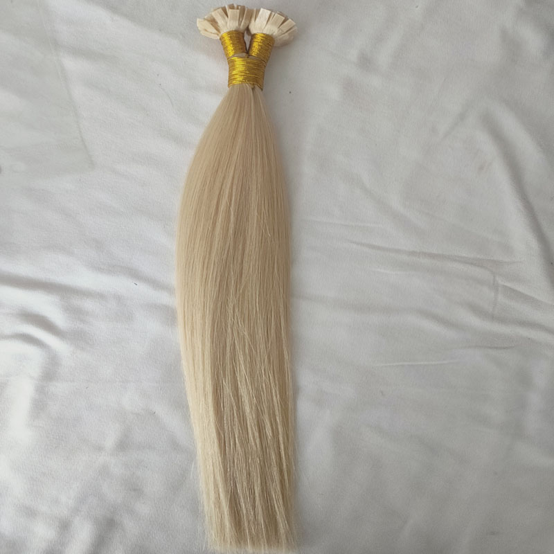 Top quality keratin fusion brazilian european hair blonde color 613 flat tip hair one donor remy virgin straight pre bonded human hairextensions 200gr