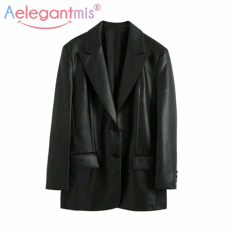 Aelegantmis Women Pu Leather Jacket Vintage Pockets High Street Female Coat Streetwear Soft Cool 210607, Black
Aelegantmis Women Pu Leather Jacket Vintage Pockets High Street Female Coat Streetwear Soft Cool 210607, Black