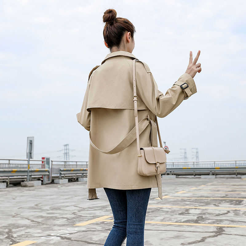 Ailegogo Spring Women Trench Coat Casual Streetwear Double Breasted Belt Female Coats Fashion Korean Loose Fit Outwear 210820