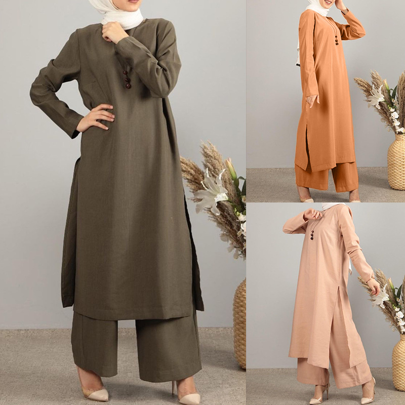 Eid Muslim Women Two Piece Sets Abaya Turkey Split Dress Pant Caftan Moroccan Kaftan Islamic Clothing Abayas Musulman Ensembles
Eid Muslim Women Two Piece Sets Abaya Turkey Split Dress Pant Caftan Moroccan Kaftan Islamic Clothing Abayas Musulman Ensembles