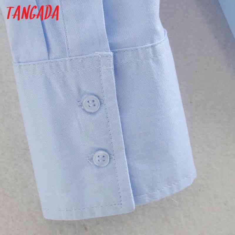 Women Fashion Blue Casual Loose Shirts Lady Long Sleeve Business Blouse Chic Female Blusas Tops XN322 210416