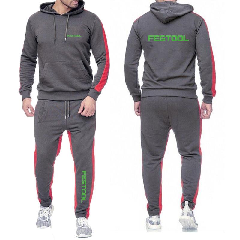 The 2 Pieces Sets Tracksuit Men Hooded Sweatshirt+Pants Pullover Custom Hoodie Sportwear Suit Casual Men's Tracksuits