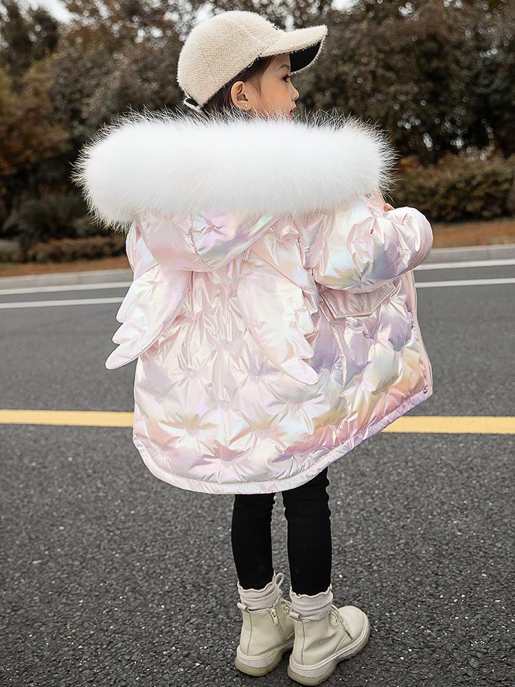 Down Coat Mid Length Girls Jacket Fashion Thicken Warm White Duck Outerwear Solid Color Glossy Big Fur Collar Winter, Blue;gray
Down Coat Mid Length Girls Jacket Fashion Thicken Warm White Duck Outerwear Solid Color Glossy Big Fur Collar Winter, Blue;gray