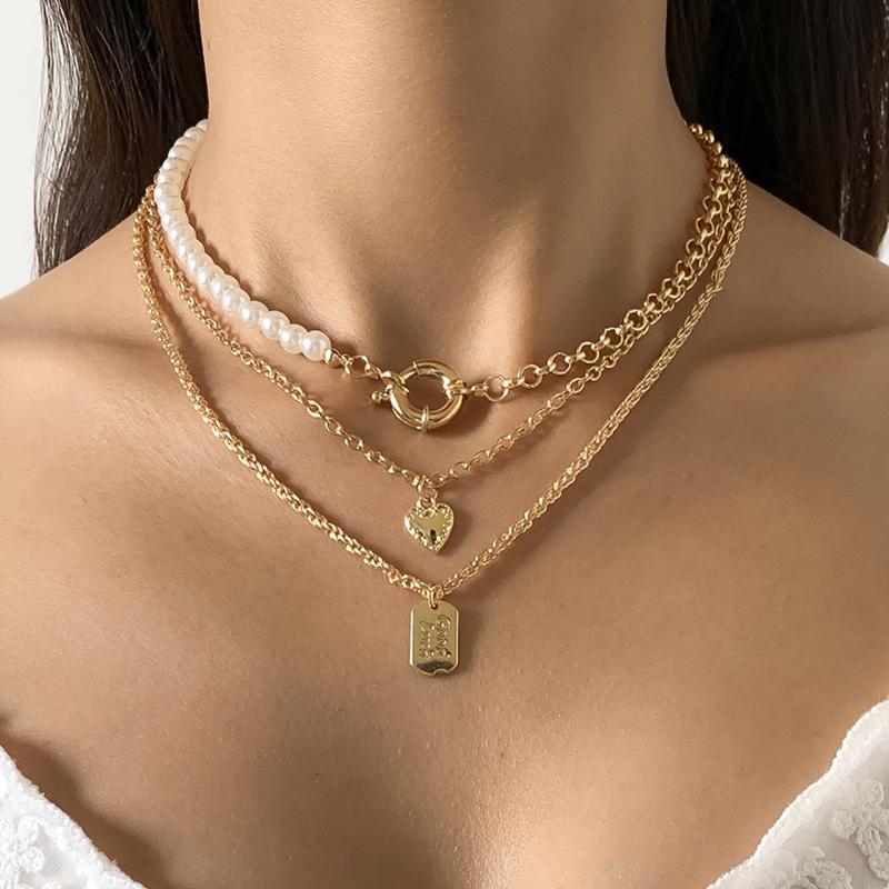 Chokers 3pcs Trendy Heart Pendant Initial Necklaces For Women Vintage Punk Choker Pearl Stainless Steel Chain Necklace Female Jewelry
Chokers 3pcs Trendy Heart Pendant Initial Necklaces For Women Vintage Punk Choker Pearl Stainless Steel Chain Necklace Female Jewelry