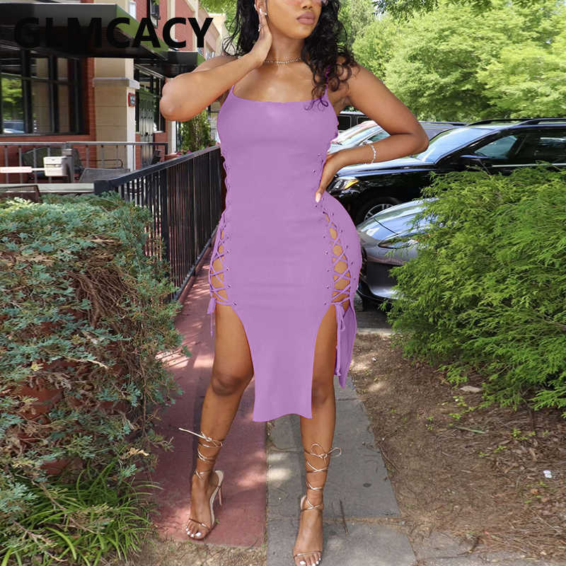 Spaghetti Strap Side Lace Up Bodycon Mini Dress Sexy Party Club Dress 210702