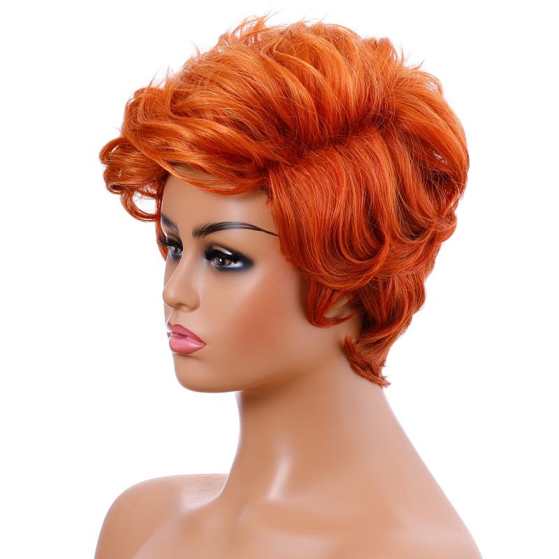 Synthetic Wigs Wig For Women 2 Colour Short Curly Hair Dark Gray And Orange Natural High Temperature Daily Use