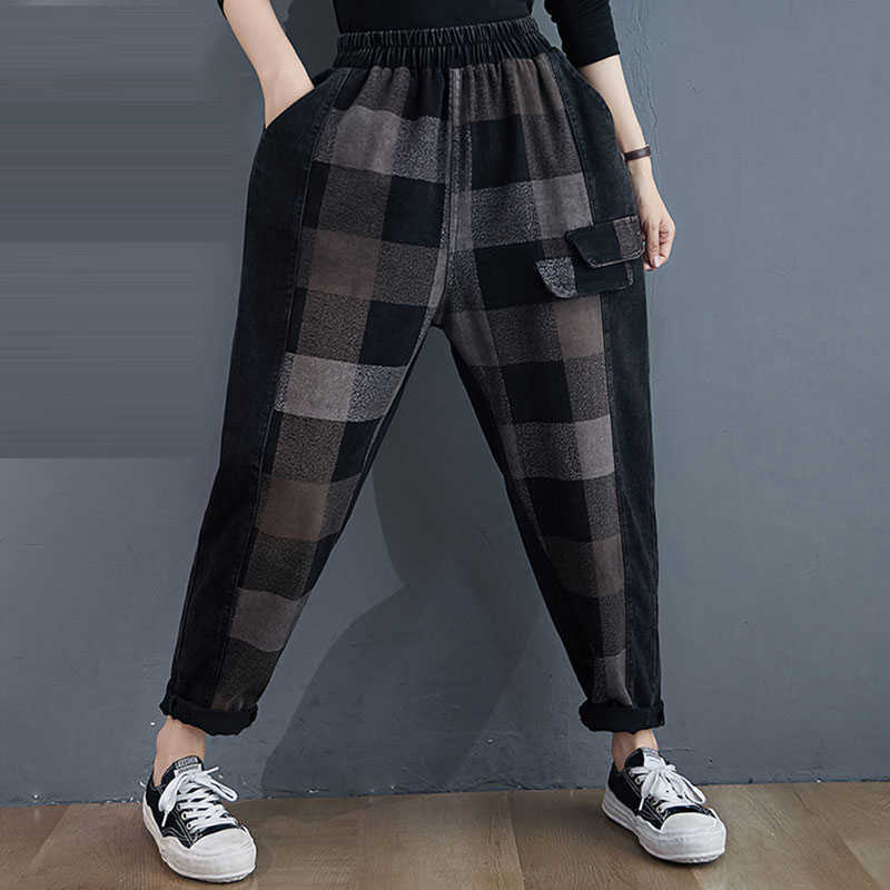 Autumn Winter Arts Style Women Elastic Waist Loose Casual Jeans Patchwork Plaid Denim Harem Pants Plus Size M969 210608, Picture color
Autumn Winter Arts Style Women Elastic Waist Loose Casual Jeans Patchwork Plaid Denim Harem Pants Plus Size M969 210608, Picture color