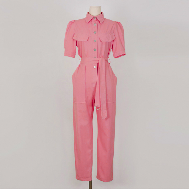 Work Office Women Jumpsuit Summer Fashion Sexy Overall Loose Solid Long Playsuit Lace Up Sashes Rompers 210506
