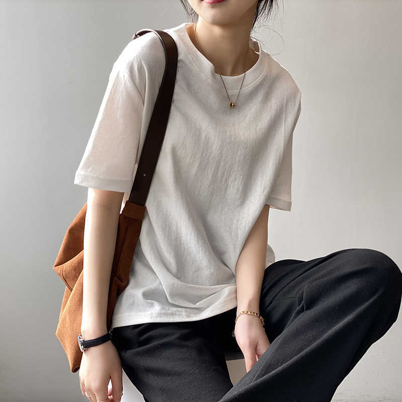 Women's Spring Summer Korean Oversized T Shirt Students' O-Neck Solid Color Short-sleeved Loose Tops 100% Cotton 210607, Black
Women's Spring Summer Korean Oversized T Shirt Students' O-Neck Solid Color Short-sleeved Loose Tops 100% Cotton 210607, Black