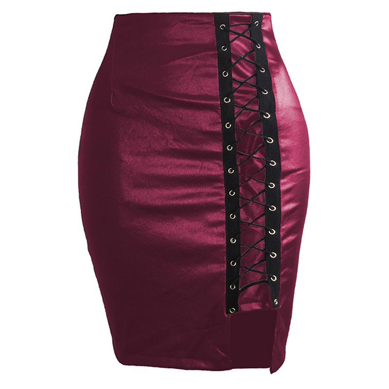 Criss Cross Women Pencil Skirts Vintage Side Split Bodycon High Waist Mini Skirt Fashion Elegant Ladies Spring