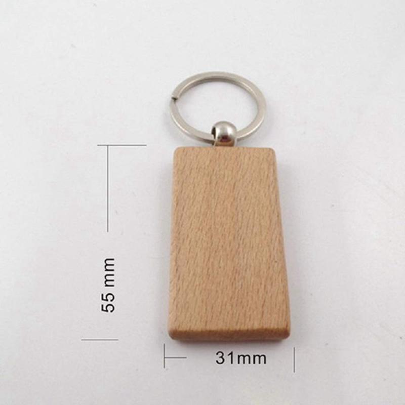 Keychains 30Pcs Blank Rectangle Wooden Key Chain Diy Wood Tags Can Engrave G