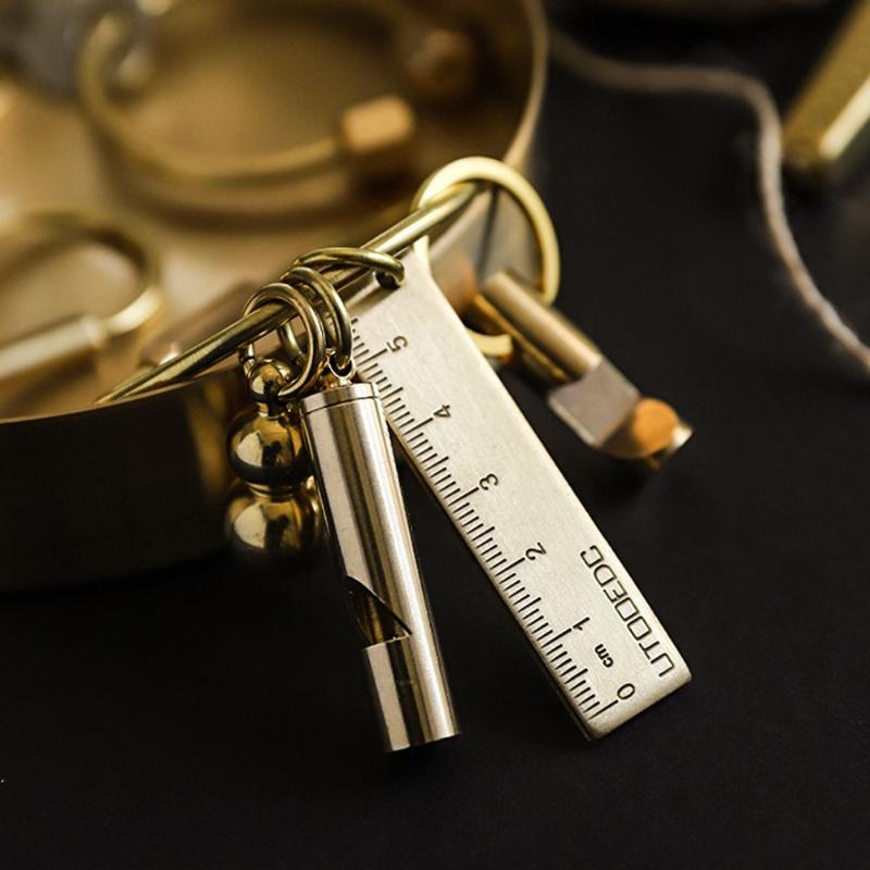 Keychains Brass Keychain Portable Unique DIY Craft Tools Whistle Ruler Key Ring Pendant Jewelry Accessories High Quality Fashion
Keychains Brass Keychain Portable Unique DIY Craft Tools Whistle Ruler Key Ring Pendant Jewelry Accessories High Quality Fashion