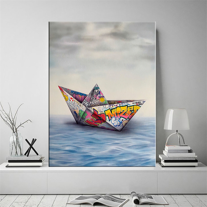Graffiti wall on Wall Street Color graffiti canvas painting on Art Street, posters and prints for home decoration