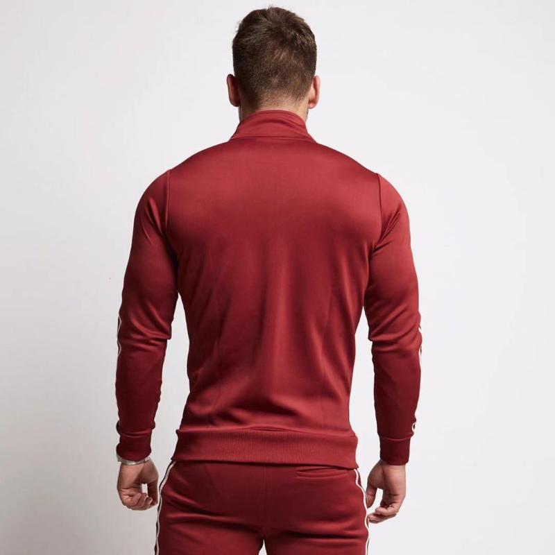 Foreign Trade Style Men's Striped Stand-up Collar Zipper Shirt Suit European And American Large Size Light Board Muscle Men' Tracksuits